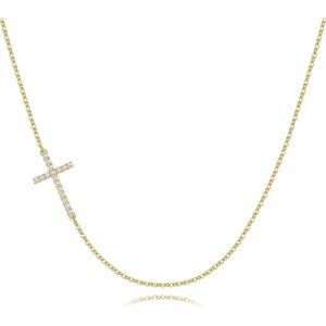 Small Diamond Sideways Cross Pendant Necklace - Elegant Faith Jewelry for Women